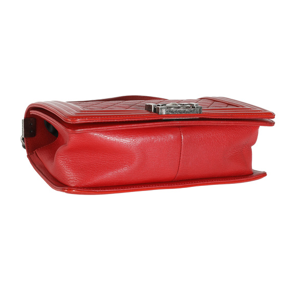 Chanel Red Quilted Goatskin Medium Boy Bag - Picture 5 of 7